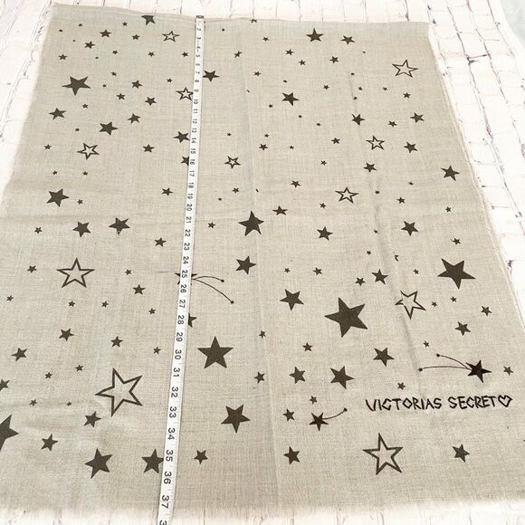 Womens VS Gray Black Glitter Stars Wool Blend Blanket Scarf 74 x 30 Inches - Picture 8 of 9